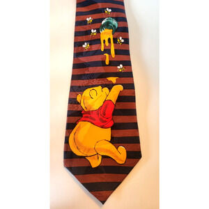 Pooh Disney WINNIE THE POOH & Honey Jar Men's Striped Neck Tie Polyester
